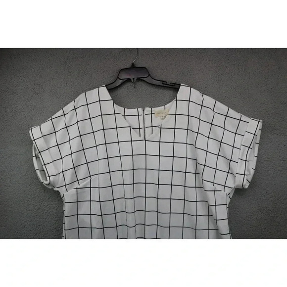 Melloday Women's Windowpane Top-Size 3X-Cuffed Sleeves - Picture 2 of 6